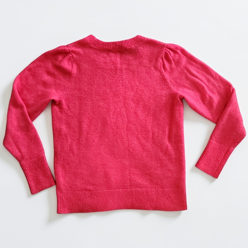 LOFT Crew Neck Puff Shoulder Sweater- Hot Pink- Size Medium - Picture 4 of 6